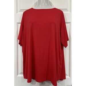 Susan Graver Weekend Essentials Red Round Neck Top Blouse Tunic Plus Size 3X
